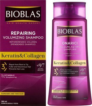 Шампунь Bioblas з колагеном та кератином 360 мл 8680512635581 фото